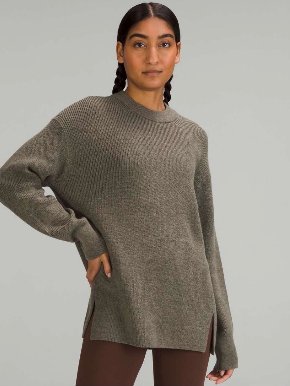 Lululemon merino wool blend ribbed crew neck sweater